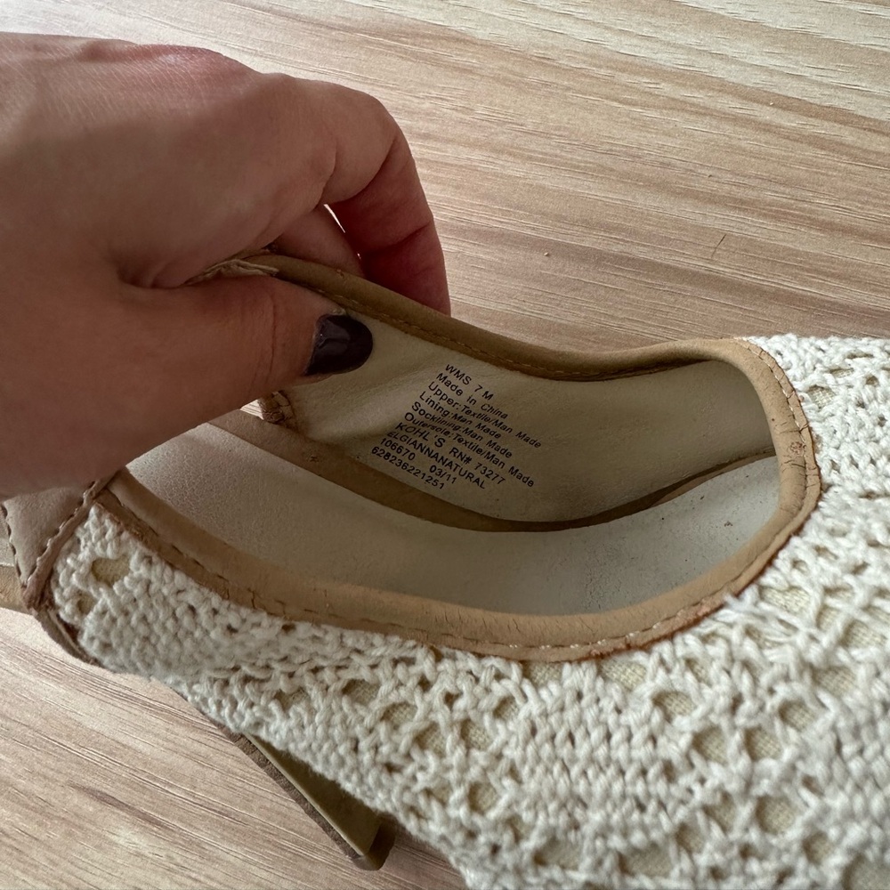 Elle Beige Peep-Toe Heels - Picture 3 of 6